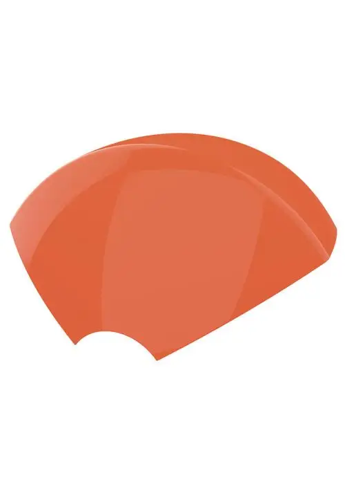 Oranges, halbrundes Kunststoffteil mit einer Aussparung, möglicherweise als Abdeckhaube für ein Judo-Gerät. Glatte Oberfläche, kein Text oder zusätzliche Markierungen sichtbar.